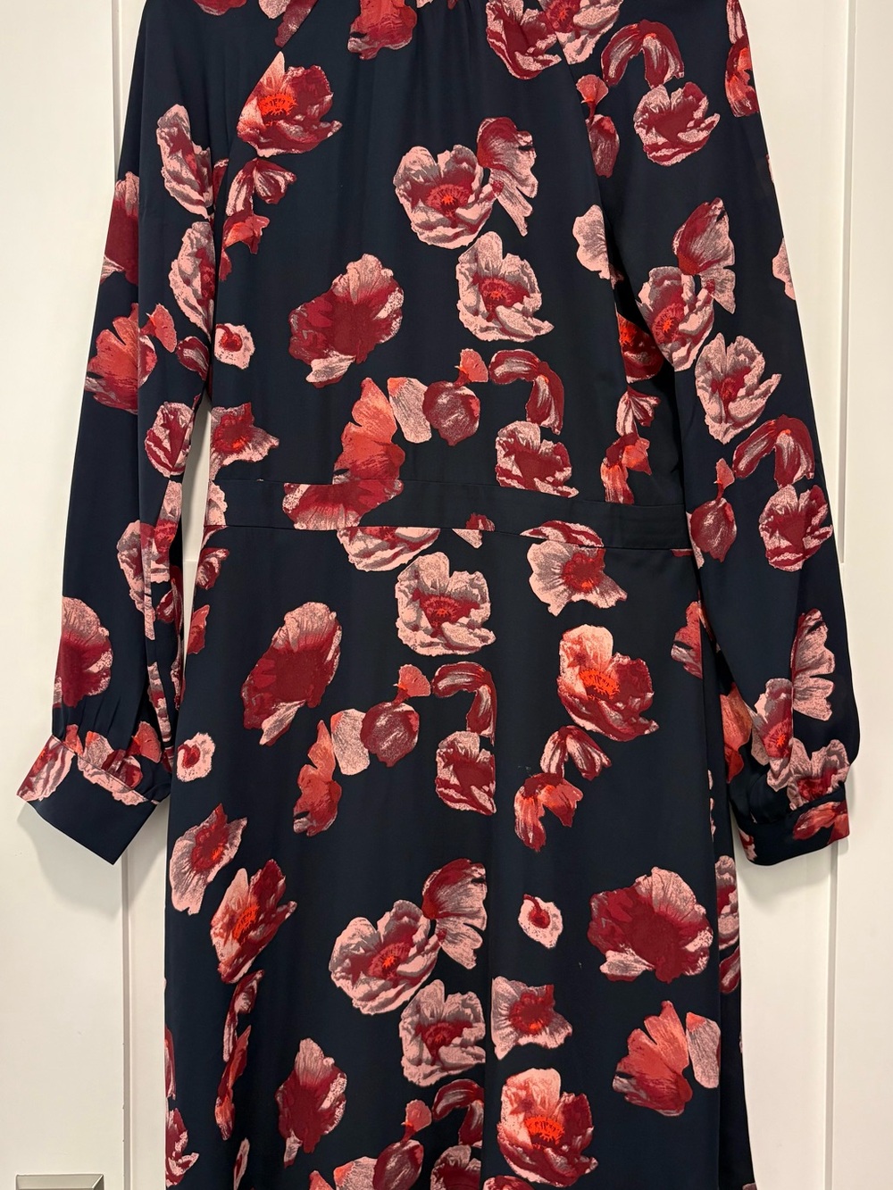 Banana Republic Navy Dress with Red and Pink Floral Print